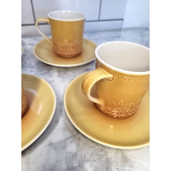 SYRACUSE CAREFREE CHINA CALYPSO CUPS & Saucers (4) Coffee Tea Caribbean USA Made - Picture 7 of 7